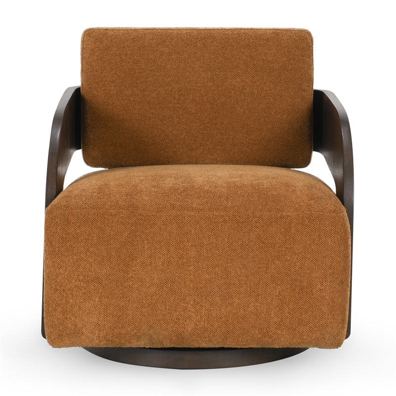 Classic Home Toscana 360-Degree Swivel Fabric Upholstery Accent Chair in Amber