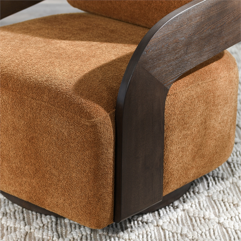 Classic Home Toscana 360-Degree Swivel Fabric Upholstery Accent Chair in Amber