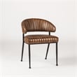 Classic Home Umbria Antique Brown Leather Dining Chair with Channel Tufting
