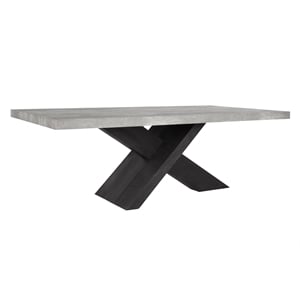 Classic Home Durant 84&quot Dining Table Gray Concrete Laminate Top Gray Black Wood