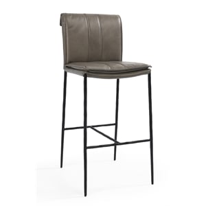 Classic Home Mayer 30&quot Top Grain Leather Bar Stool Pewter Gray