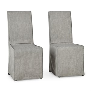 Classic Home Jordan Cool Gray Fabric Upholstered Parsons Dining Chairs Set of 2