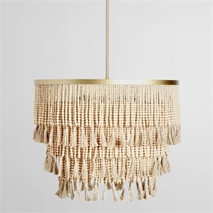Classic Home Brittany 30&quot Wide 9-Light Natural Wood Beaded Chandelier