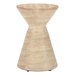 Classic Home Fern Concrete Stone Ceramic Outdoor Accent Table in Beige