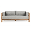 Classic Home Aston Teak Wood Fabric Upholstery Modern Outdoor Sofa in Gray