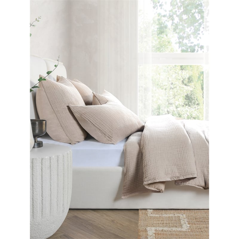 Villa by Classic Home Camille Cotton Linen Queen Duvet  Natural
