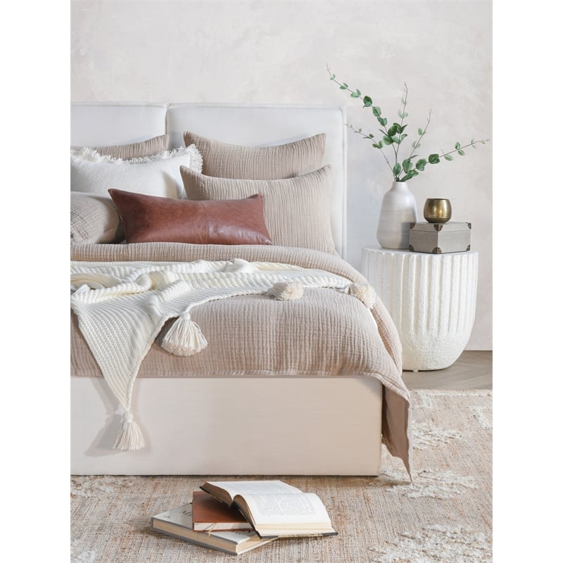 Villa by Classic Home Camille Cotton Linen Queen Duvet  Natural