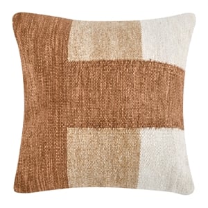 Villa by Classic Home Kass 22&quot Woven Fabric Color Block Throw Pillow Terracotta