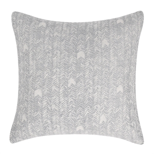 Villa by Classic Home Lana  Cotton Gray Herringbone Embroidered Euro Sham