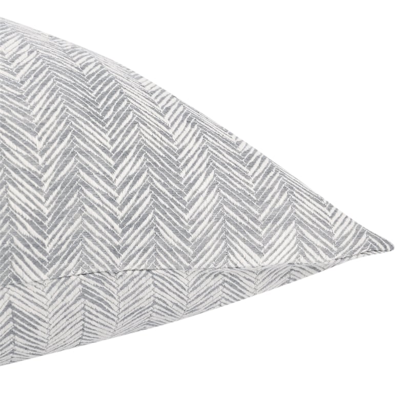 Villa by Classic Home Lana  Cotton Gray Herringbone Embroidered King Sham