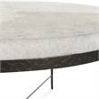 Classic Home Bose Leather Hide Round Cocktail Coffee Table in Ivory