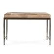 Classic Home Achen Leather Hide Ottoman Bench in Blond