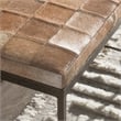 Classic Home Achen Leather Hide Ottoman Bench in Blond