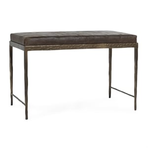 Classic Home Malo 28&quot Top Grain Leather Ottoman Bench in Cocoa Brown