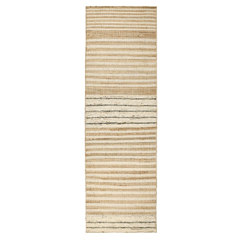 Pego 2.6'x8' Jute Blend Handwoven Sustainable Natural Stripe Accent Rug