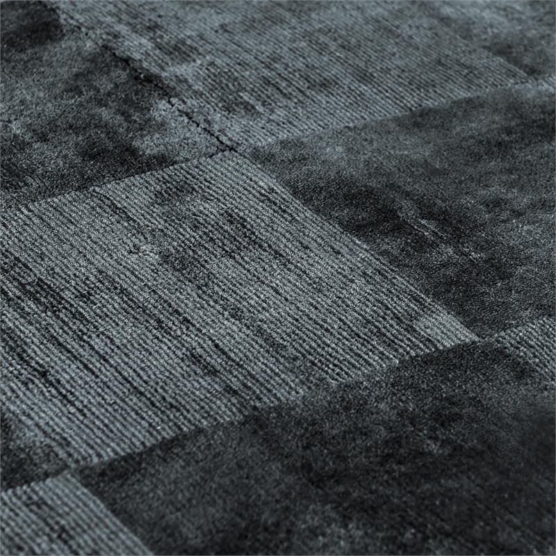 Berlin 5'x8' Indoor Soft Fabric Handwoven Checkered Ink Blue Accent Area Rug