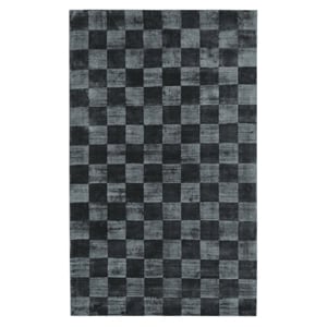 Berlin 8'x10' Indoor Soft Fabric Handwoven Checkered Ink Blue Accent Area Rug