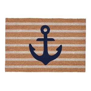 Anchors Away 24&quotx36&quot Doormat Coir Fabric Front and PVC Backing  Navy and Natural