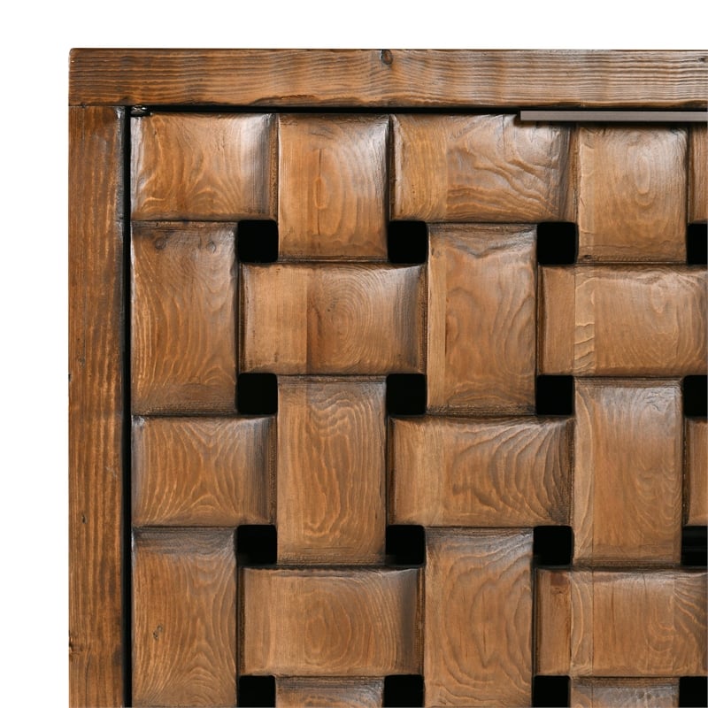 Classic Home Bast 4-Door Reclaimed Pine Wood Buffet Sideboard in Brown