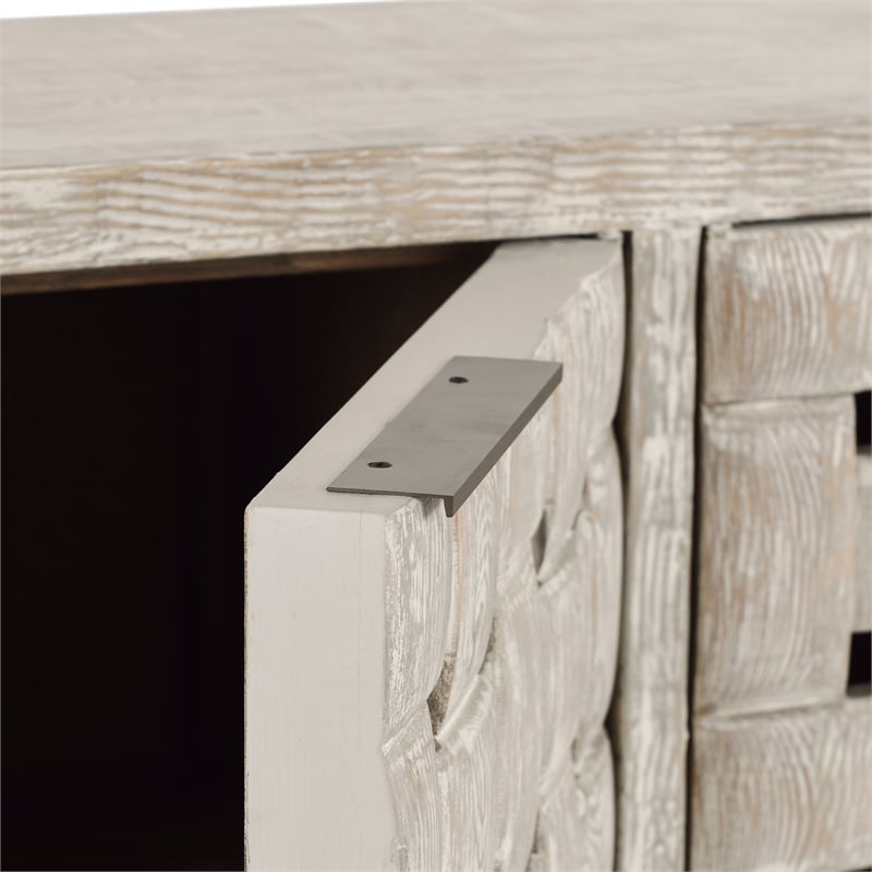 Classic Home Bast 4-Door Reclaimed Pine Wood Buffet Sideboard in Cream