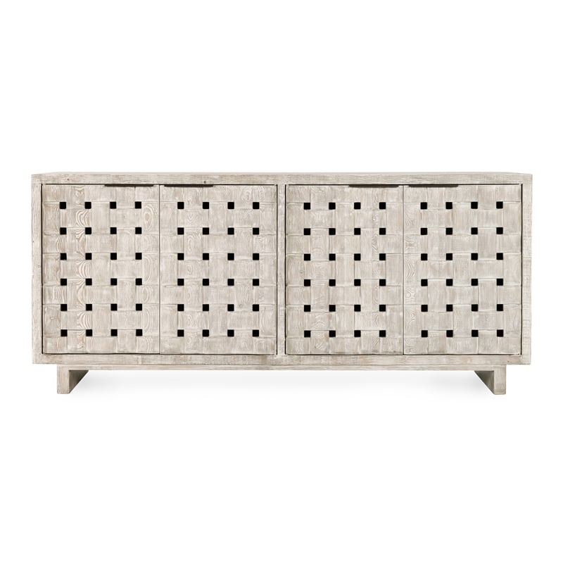 Classic Home Bast 4-Door Reclaimed Pine Wood Buffet Sideboard in Cream