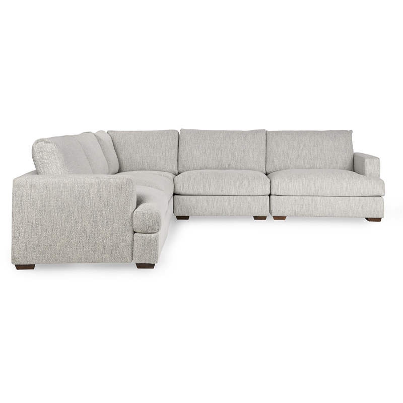 Classic Home Ludwig 5-Piece Upholstered Fabric Sectional Sofa in Ivory