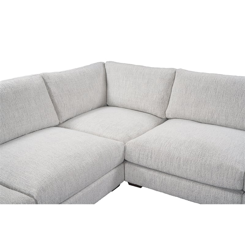 Classic Home Ludwig 5-Piece Upholstered Fabric Sectional Sofa in Ivory