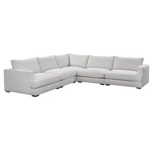 Classic Home Ludwig 5-Piece Upholstered Fabric Sectional Sofa in Ivory