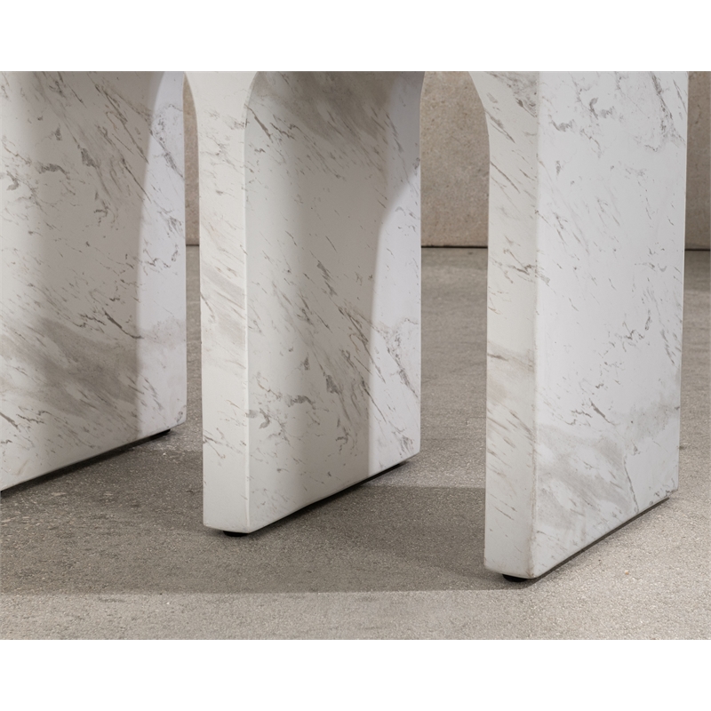 Classic Home Marmo Outdoor Artisan-Crafted Concrete Stone End Table in Ivory
