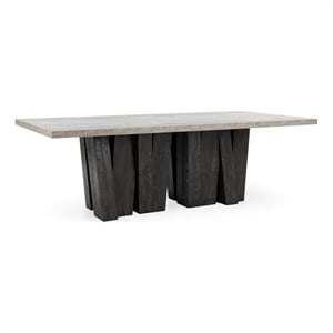 Simone 94&quot Dining Table Reclaimed Pine/Concrete Laminate Olive Brown & Gray