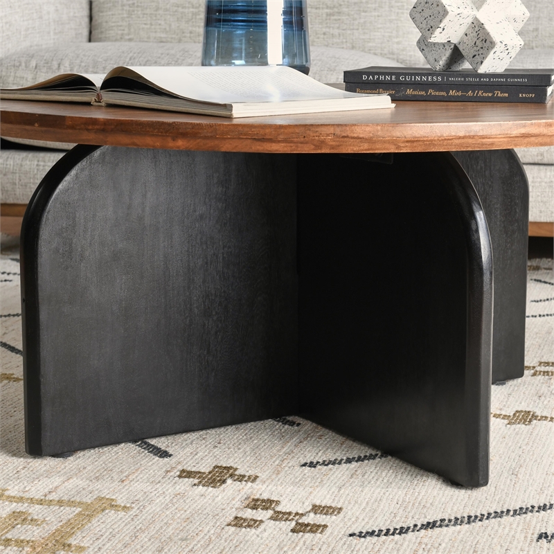 Kosas Home Penelope Mango Wood Two-Tone Coffee Table in Black