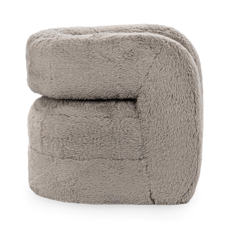 Classic Home Teddy Plush Faux Fur Polyester Accent Chair Dark Gray