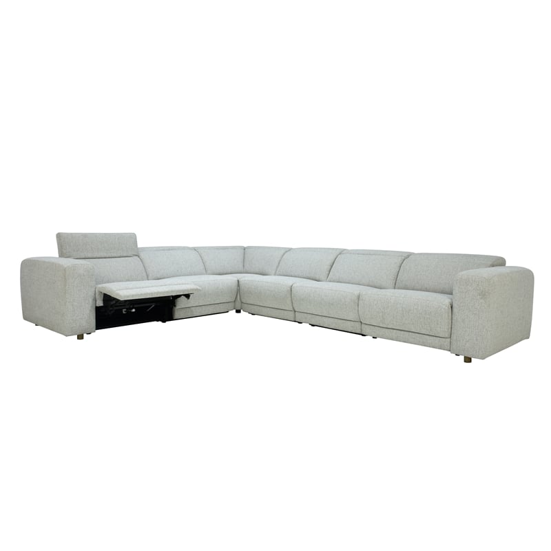 Classic Home Knoxville Power Recliner Polyester Sectional Sofa in Gray