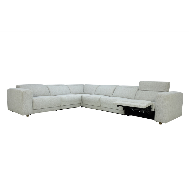Classic Home Knoxville Power Recliner Polyester Sectional Sofa in Gray