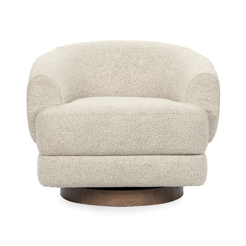 Classic Home Chassia Upholstered Cream Fabric Wood Frame Swivel Accent Chair