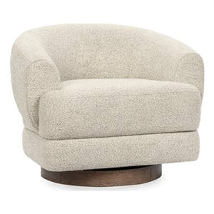 Classic Home Chassia Upholstered Cream Fabric Wood Frame Swivel Accent Chair