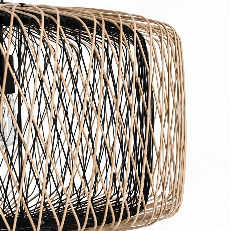Classic Home Estella Black Rattan Pendant Light