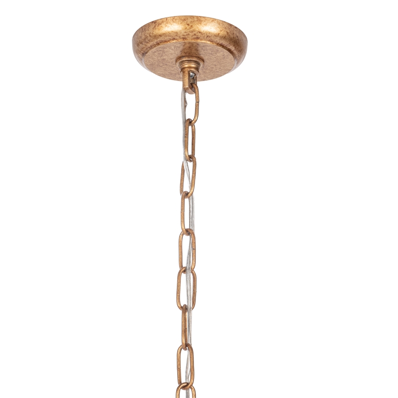 Classic Home Sarmiento Rattan Large Gold Pendant Light