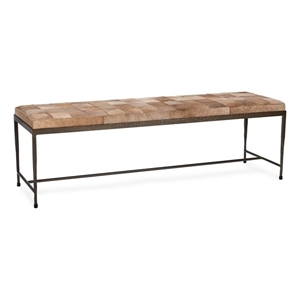 Classic Home Achen Blond Hair on Hide 60in Iron Bench