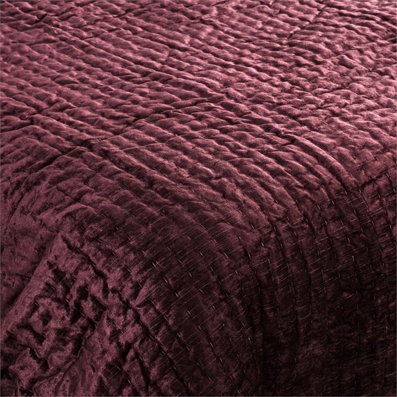 Villa by Classic Home Bari Velvet Port Red Queen Quilt