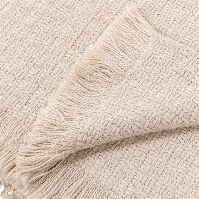 Villa by Classic Home Hadron Natural Queen Ivory Cotton Blanket
