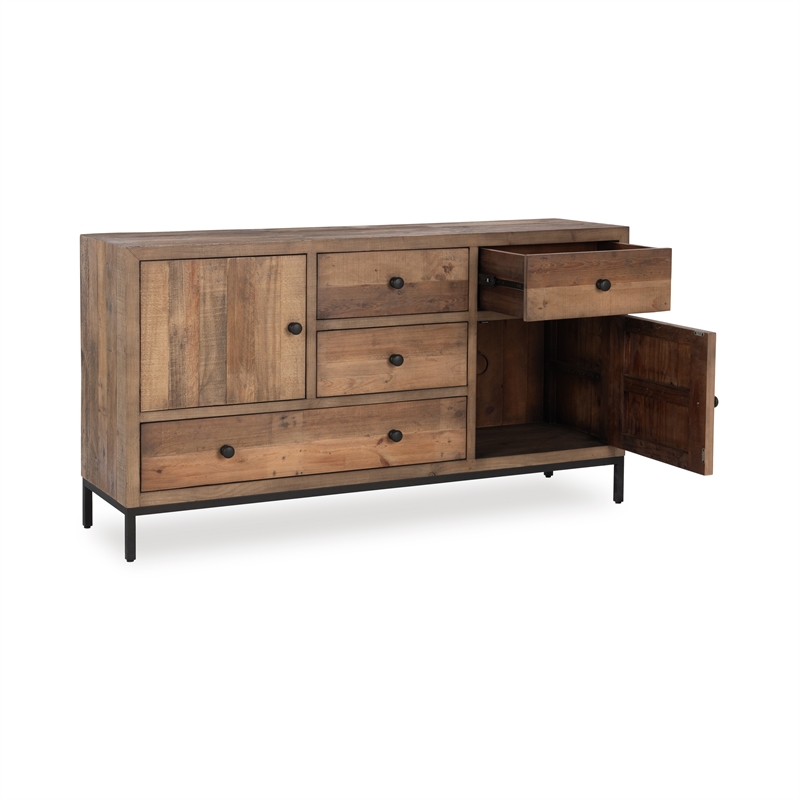 Kosas Home 4-Drawer 2-Door Reclaimed Pine Wood Sideboard Buffet