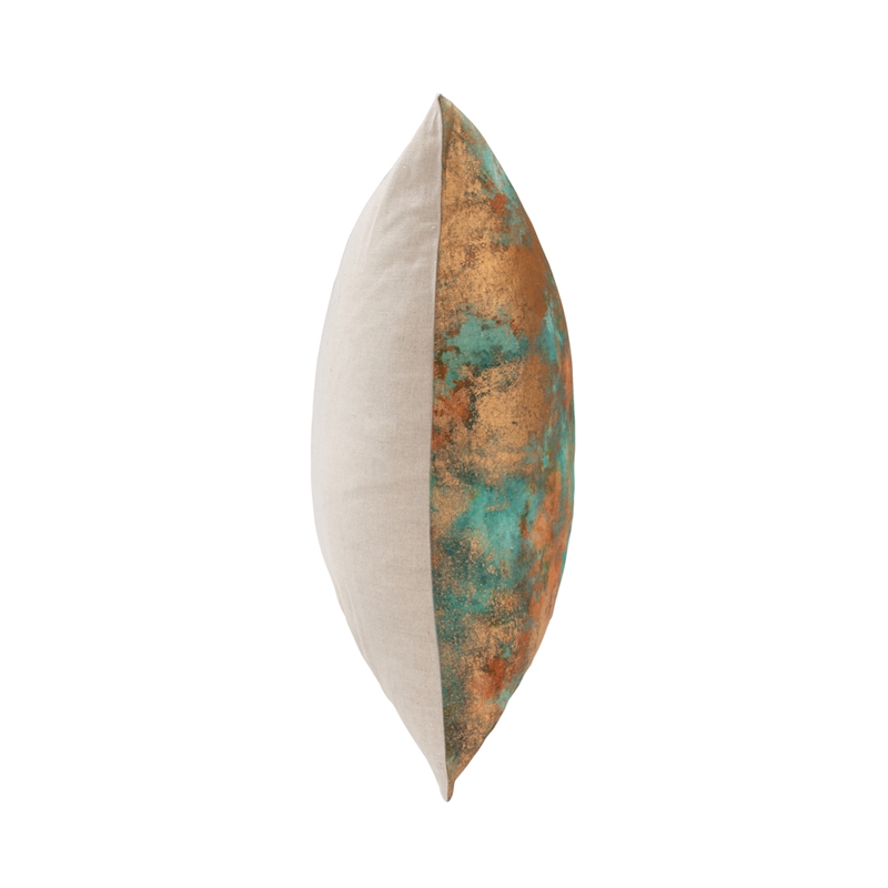Villa by Classic Home Onara 22x22 Linen Cotton Throw Pillow Turquoise/Copper