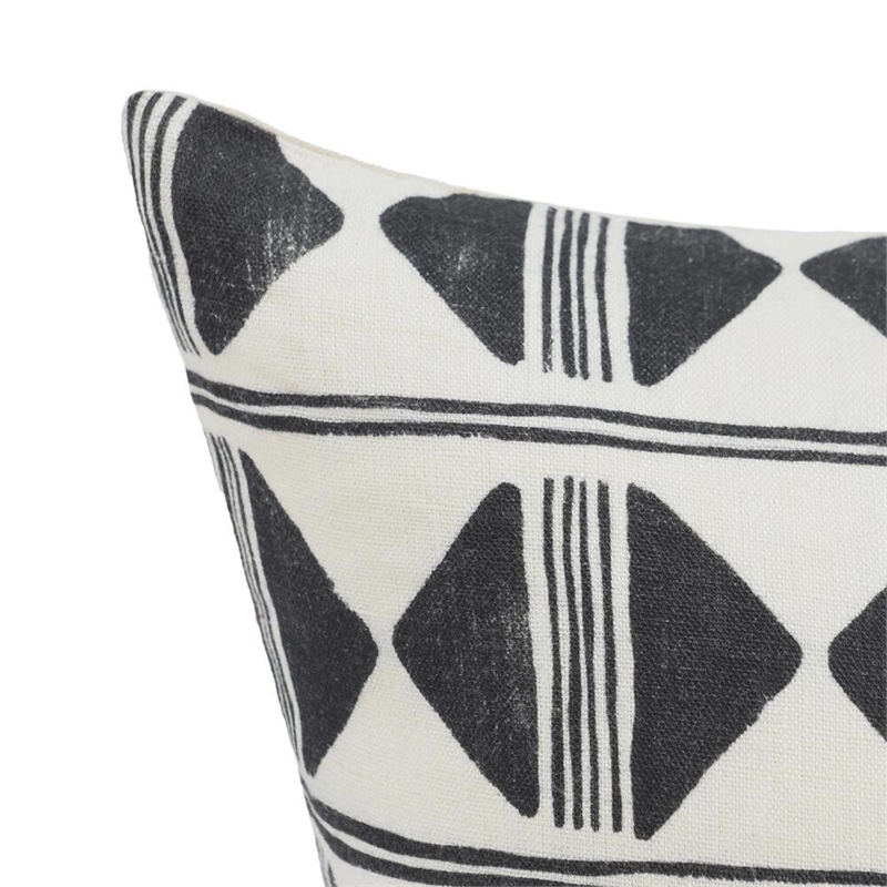 Villa by Classic Home Nubia 22x22 Linen Blend Fabric Throw Pillow Black
