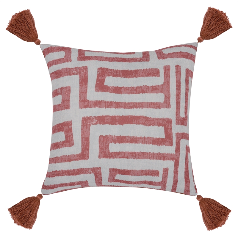 Villa by Classic Home Karo 20x20 Fabric Throw Pillow Red
