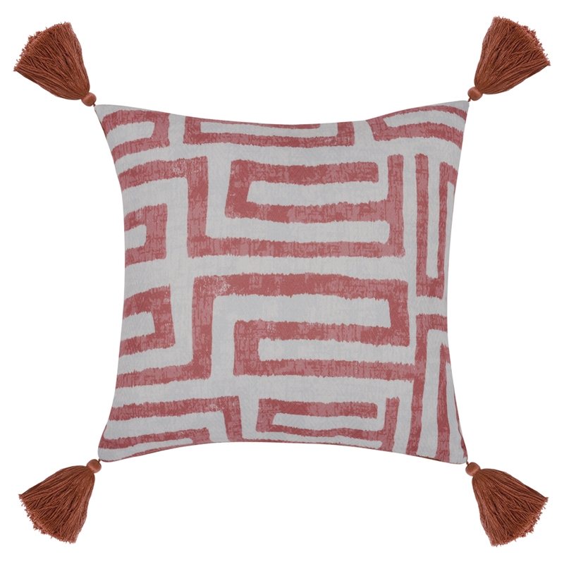Villa by Classic Home Karo 20x20 Fabric Throw Pillow Red