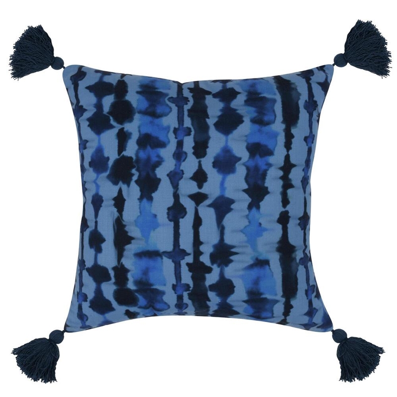 Villa by Classic Home Terranea 22x22 Fabric Throw Pillow Blue