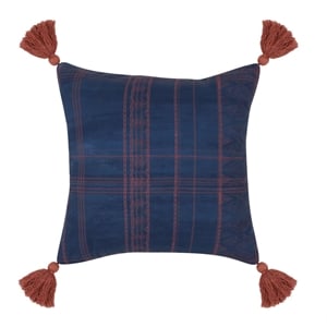Villa by Classic Home Terranea 20x20 Fabric Throw Pillow Dark Blue/Red
