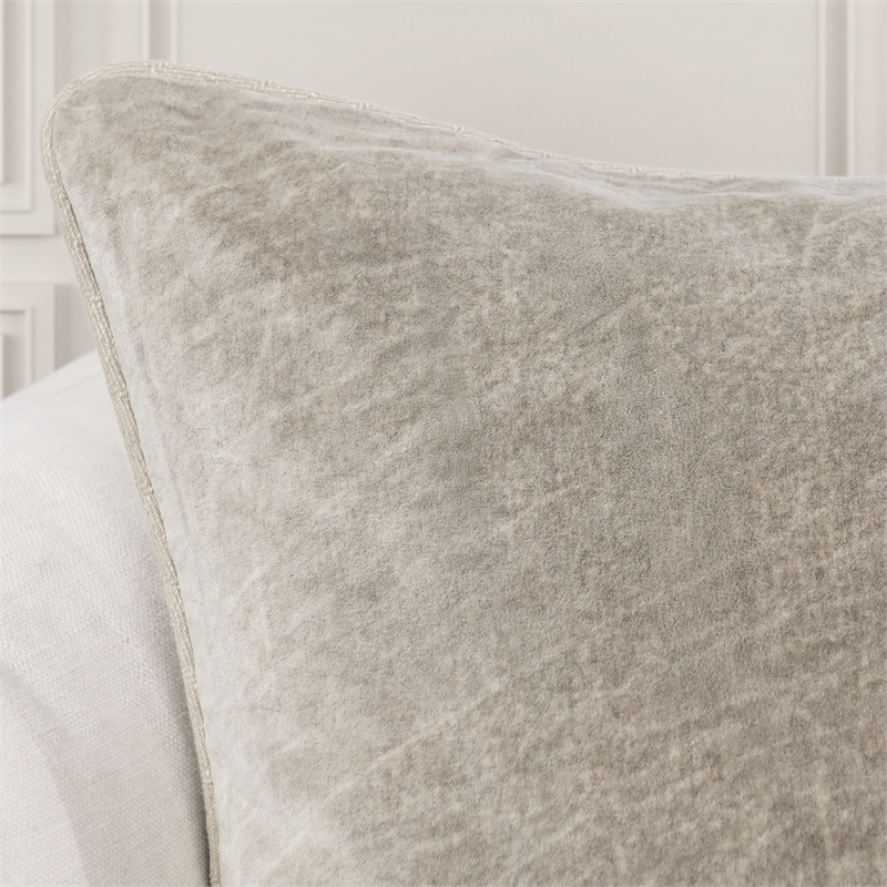 Villa by Classic Home Heirloom 22in Velvet Throw Pillow Silver