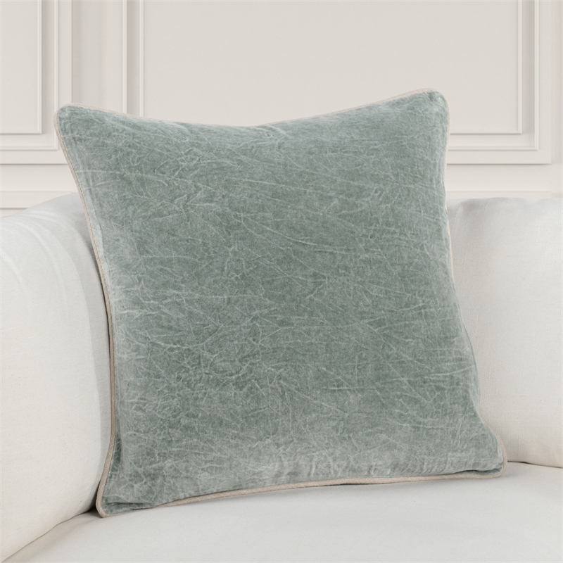 Villa by Classic Home Heirloom 22in Velvet Throw Pillow Bay Green